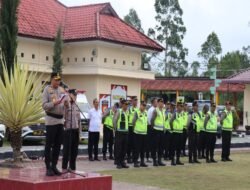 AKBP Hary Ardianto Pimpin Apel Pergeseran Pasukan Rangka Pengamanan  TPS 2024 Kabupaten Humbahas