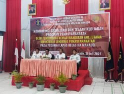 Kunjungan Kerja PK Ahli Utama Ditjen PAS Bambang Sumardiono, Sutrisman Bersama Imam Suyudi Ke Lapas Manado