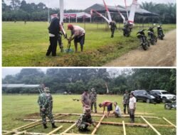 Puluhan Prajurit TNI Dari Kodim 0416/Bute Bersama Warga Desa Teluk Kuali, Kecamatan Tebo Ulu Kabupaten Tebo Lakukan Kerja Bakti