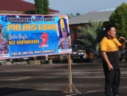 Semarak Hari Bhayangkara Ke- 79 : Kapolres Kaur Buka Turnamen Volly Ball Internal Anggota Polres Kaur