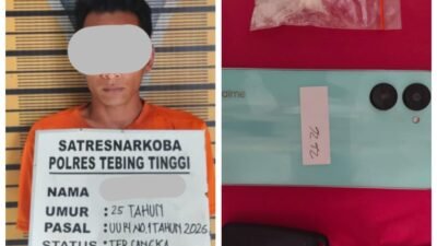 Sat Resnarkoba Polres Tebing Tinggi Amankan Pengedar Sabu, Sita Barang Bukti 9,56 Gram